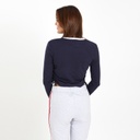 T-shirt crop femme manches longues avec cordon de serrage et broderie