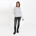 T-shirt femme avec manches en chaine et trame et broderie