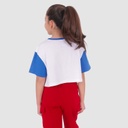 T-shirt crop fille avec manches contrastées et broderie