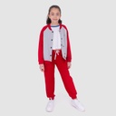 T-shirt crop fille avec manches contrastées et broderie