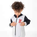 Combinaison bébé avec manche et capuche contrastés K