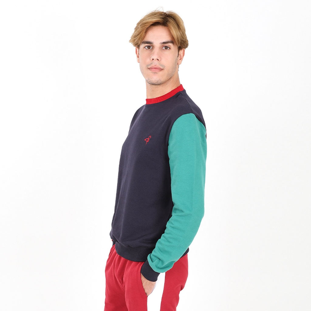 Sweat homme manches contrastées avec broderie