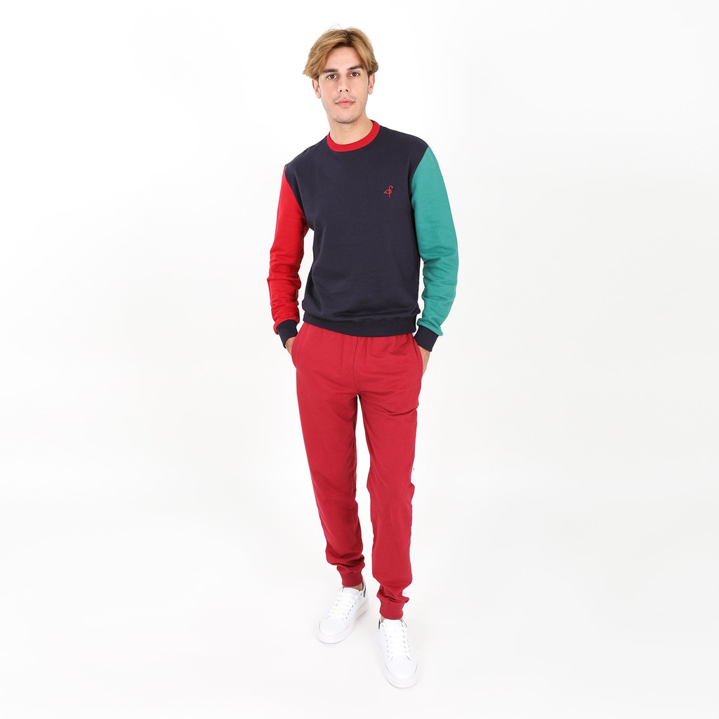 Sweat homme manches contrastées avec broderie
