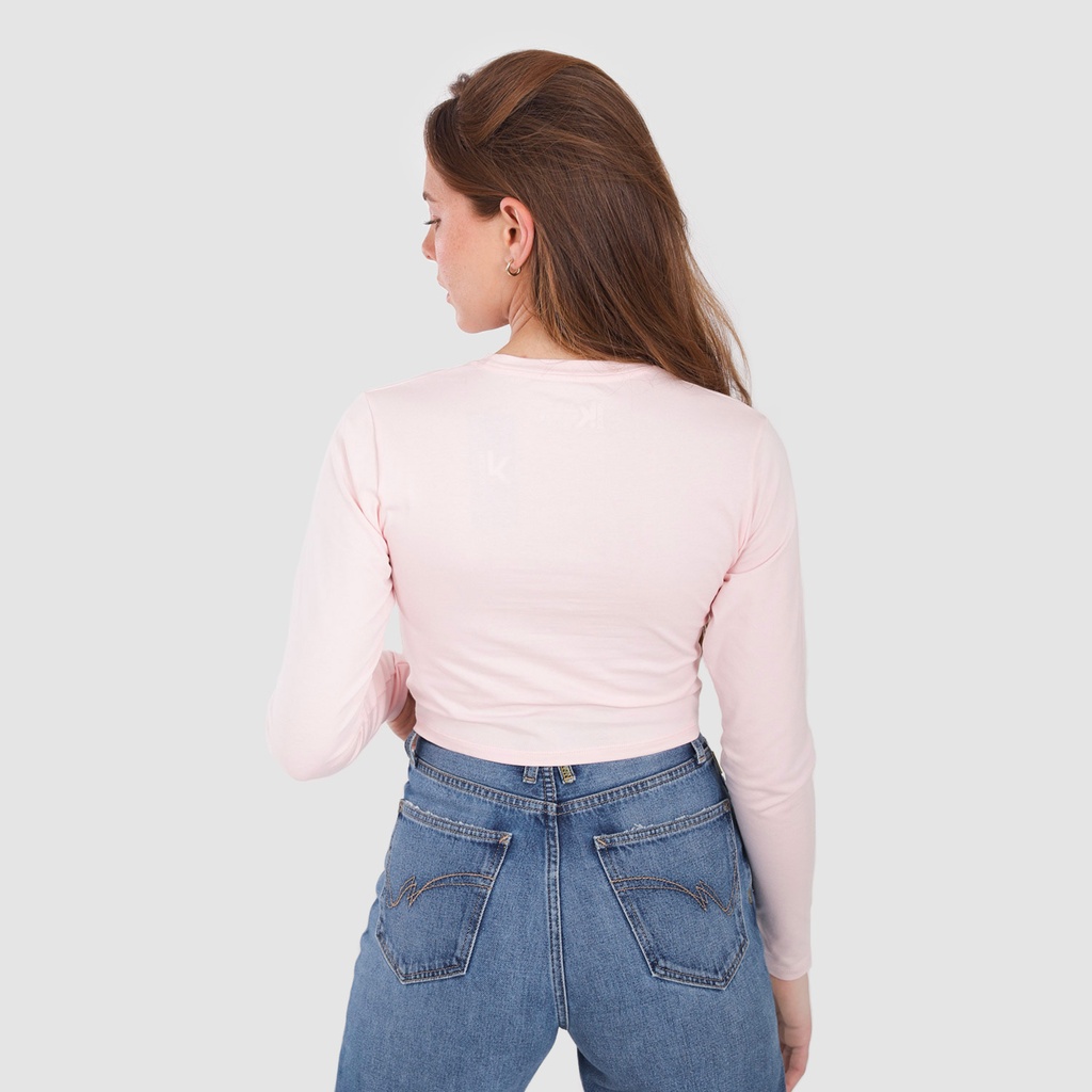 T-shirt femme nouée manches longues avec broderie