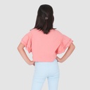 T-shirt crop fille manches courtes avec volant