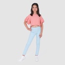 T-shirt crop fille manches courtes avec volant