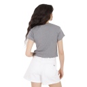 T-shirt crop côtelé femme manches courtes CALM AND CHILL