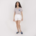 T-shirt crop femme manches courtes col V FLEUR