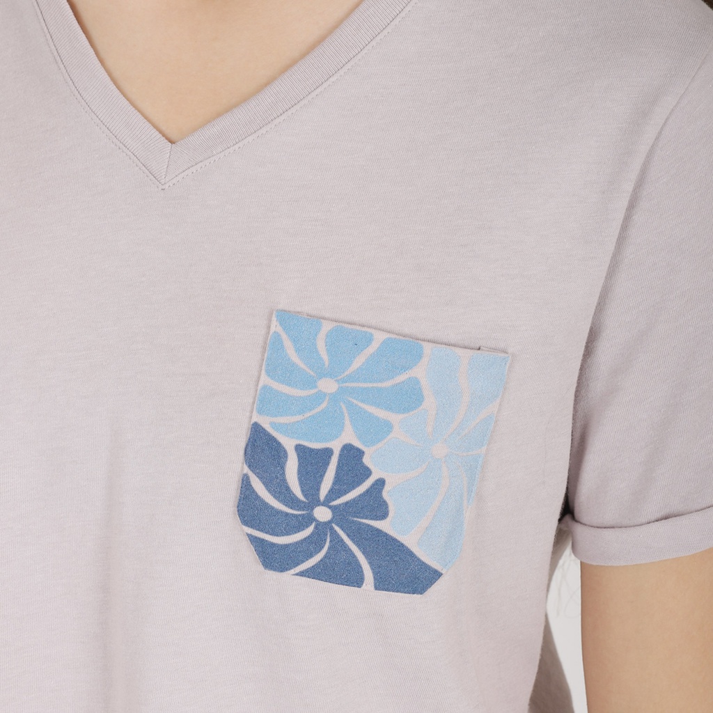 T-shirt crop femme manches courtes col V FLEUR