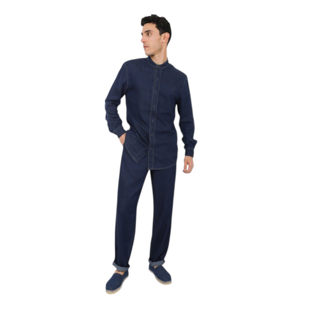 Chemise col tunisien homme en jeans - TAMIM