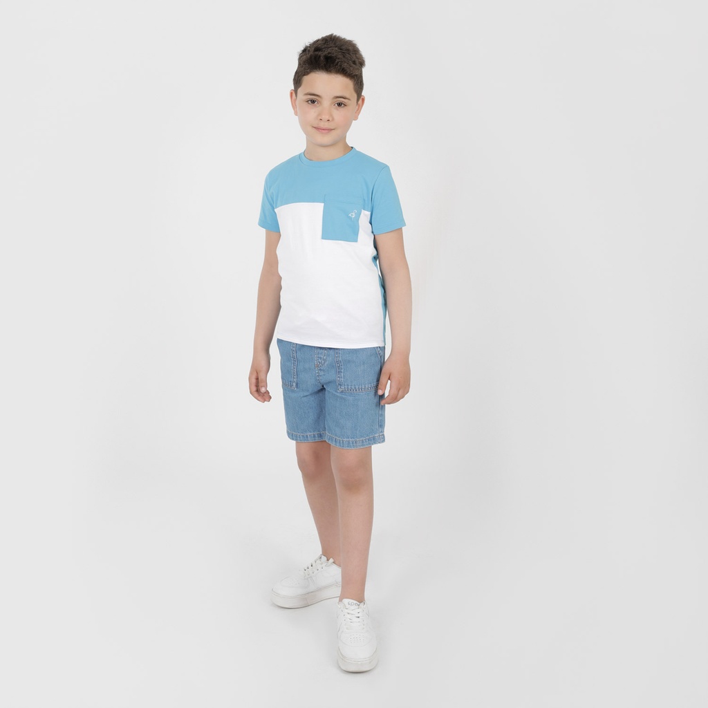 T-shirt garçon manches courtes bi-couleurs avec poche SIDI BOU SAID