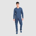 T-shirt homme manches longues col tunisien avec broderie