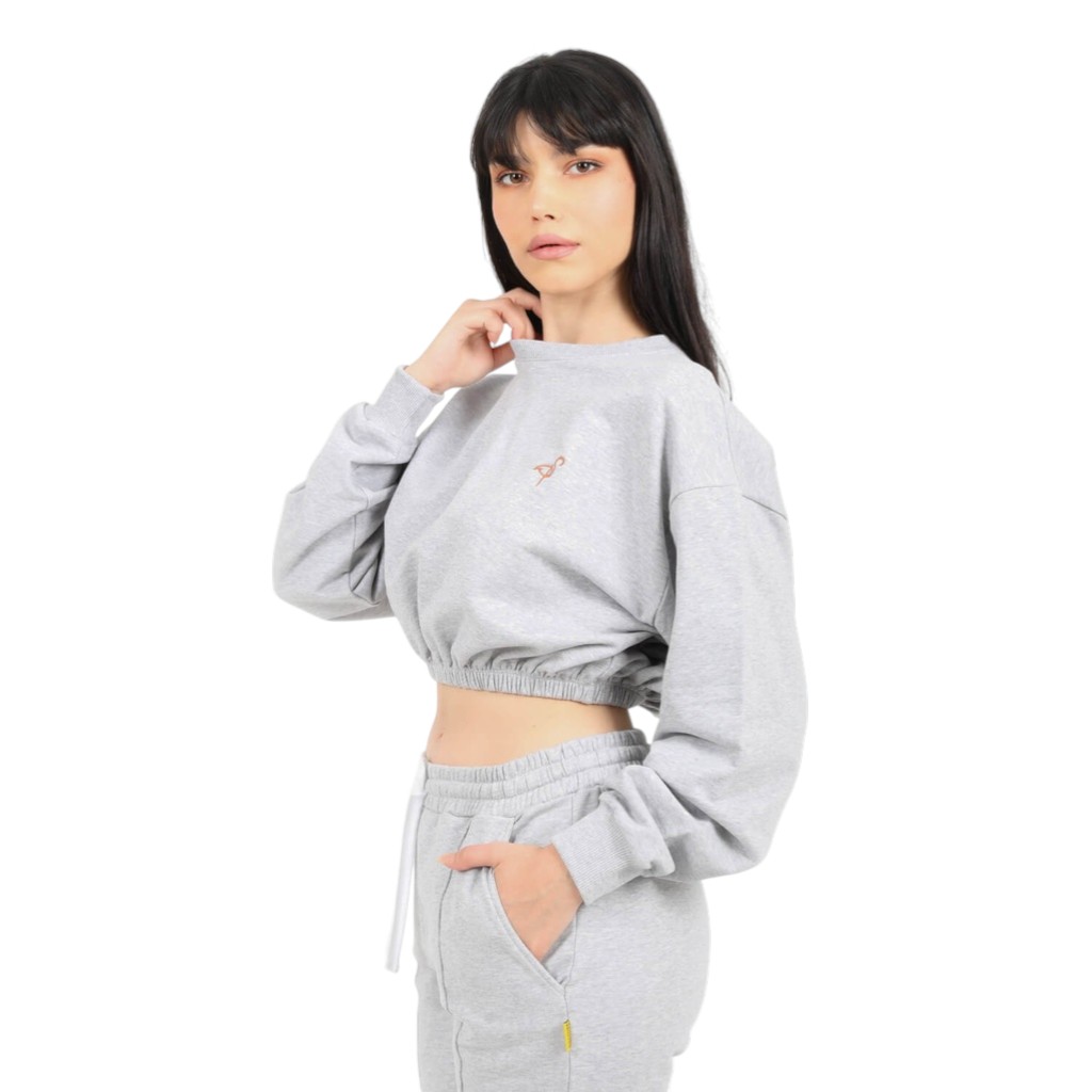 Sweat crop femme avec broderie