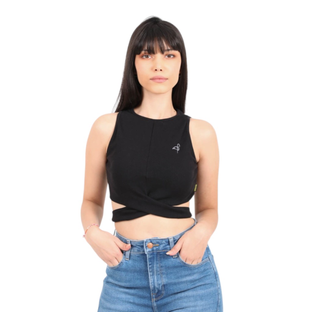 Top côtelé femme croisé