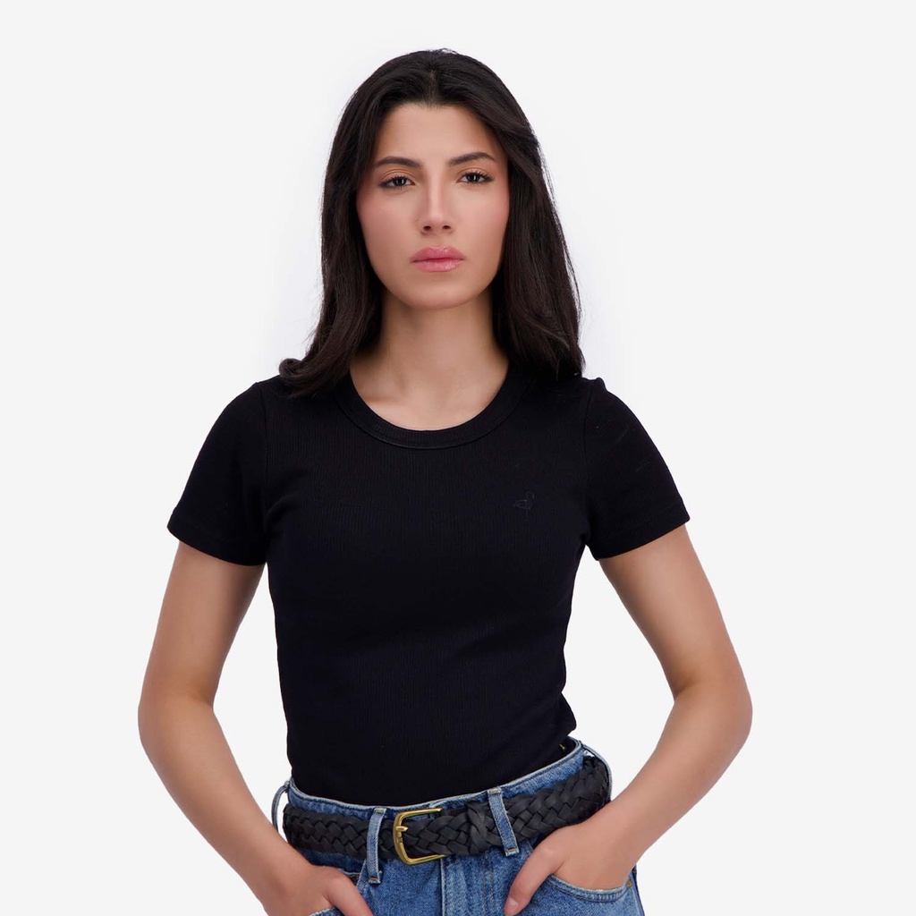 T-shirt côtelé sur taille femme manches courtes