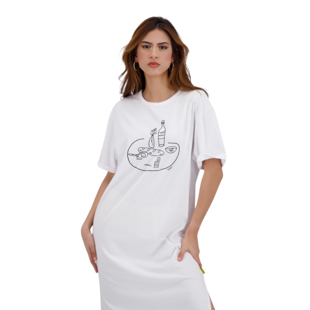 Robe maxi femme manches courtes avec fentes  FTOUR EL SBE7