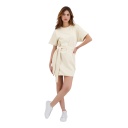 Robe femme manches courts avec ceinture à la taille et broderie