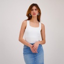 Body femme col carré sans manches avec broderie