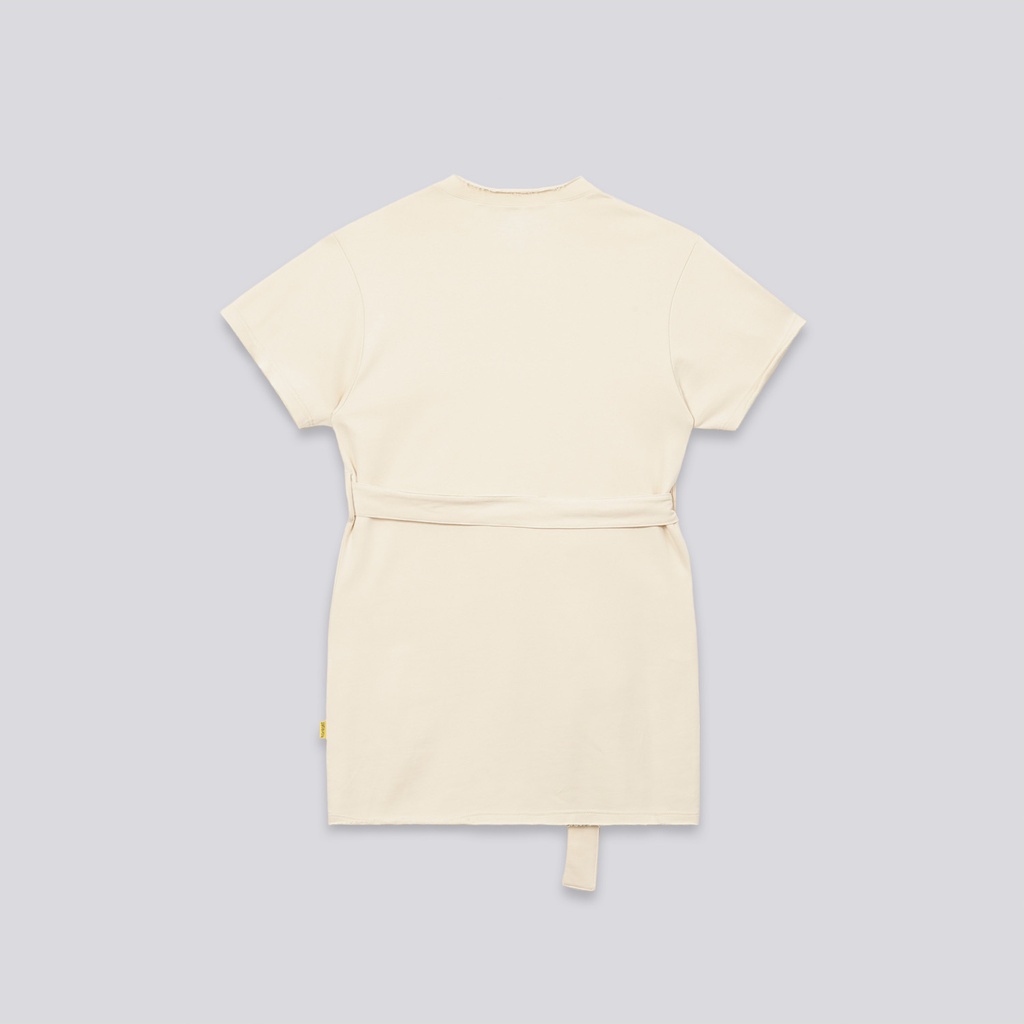 Robe femme manches courts avec ceinture à la taille et broderie