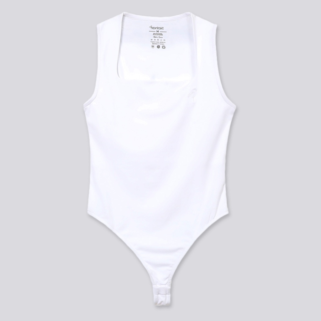 Body femme col carré sans manches avec broderie