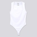 Body femme col carré sans manches avec broderie