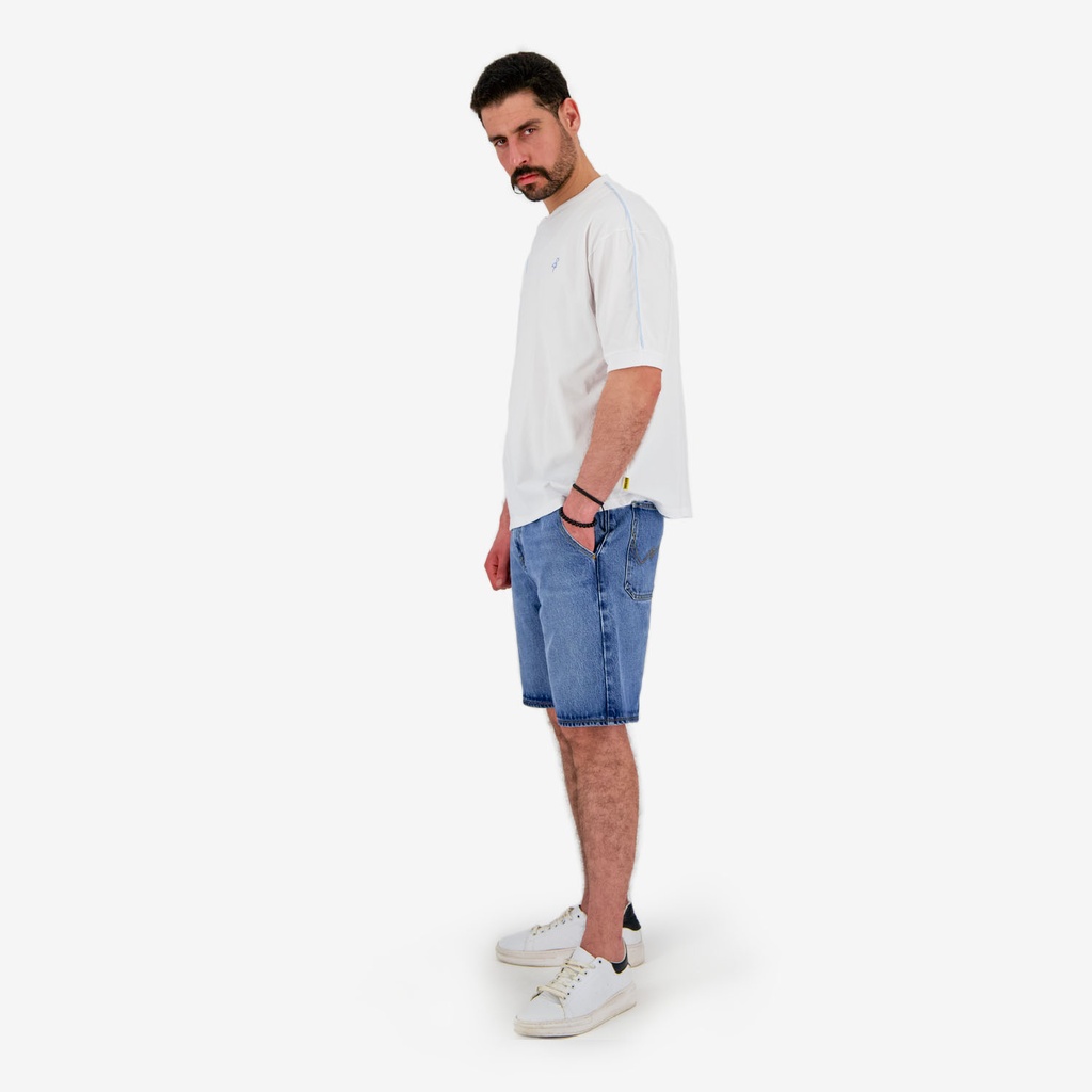 T-shirt oversized homme manches courtes avec piping et broderie