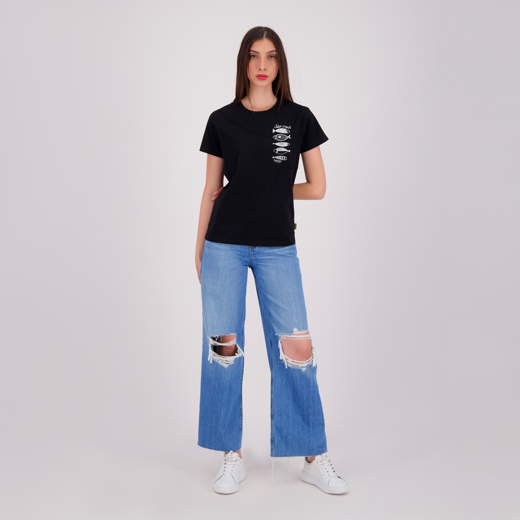 T-shirt femme manches courtes الحوت عليك