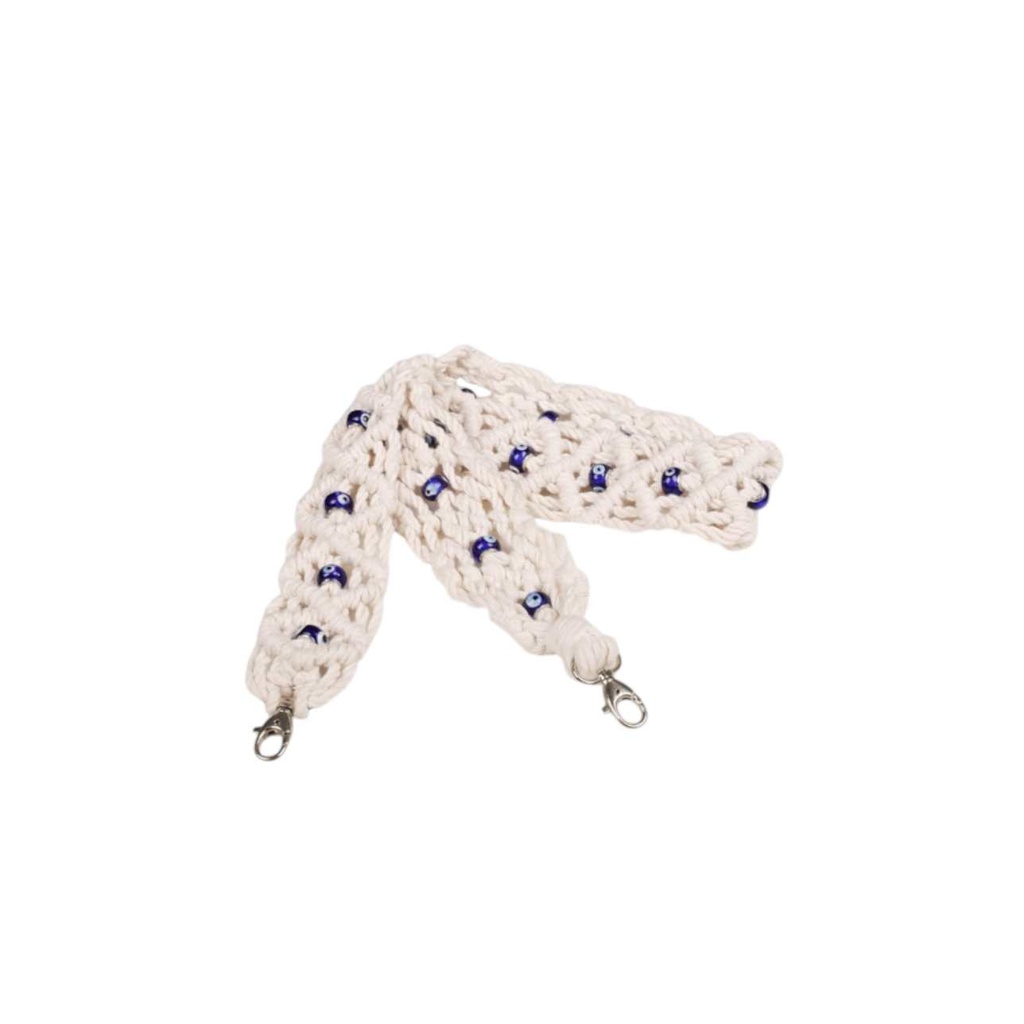 Bandoulière macramé  avec perles en verre