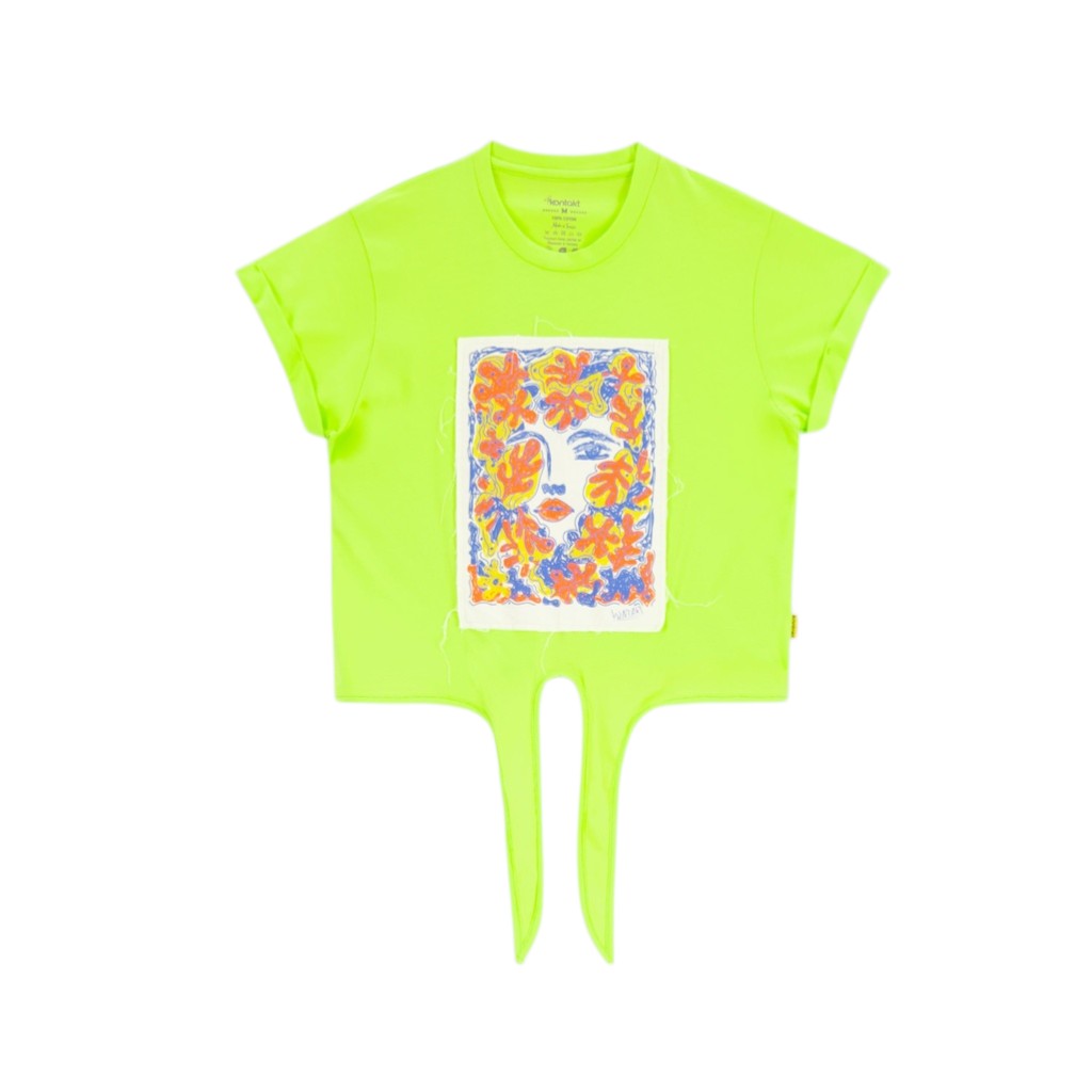 T-shirt sur taille femme manches courtes avec nœud VISAGE