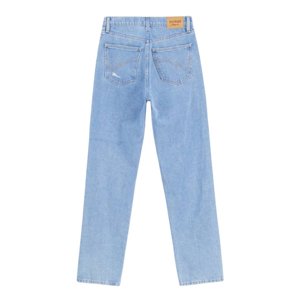Mid-waist straight jeans femme avec patch et repair work - MADIHA