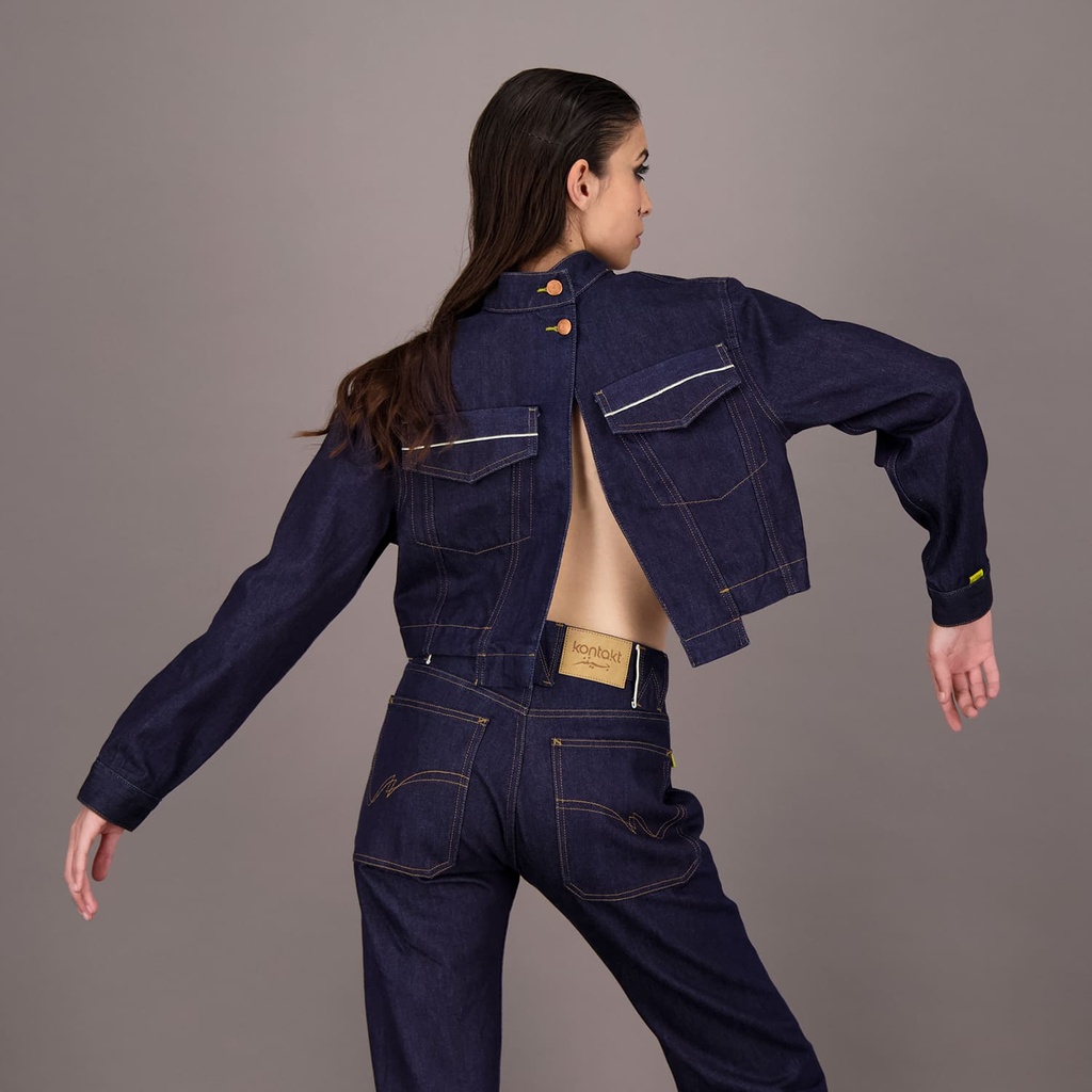 Cropped jacket unisexe selvedge avec fermeture décalée en jeans Selvedge And Raw Look TNFW"