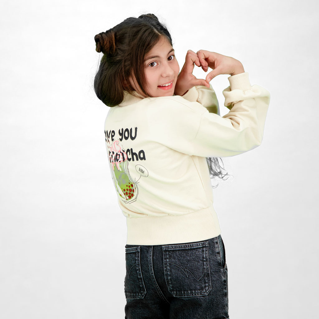 Sweat crop fille avec col cheminée