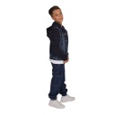 Veste unisexe en jeans avec manches et capuche en molleton