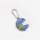 Porte clé unisexe demi lune en jeans