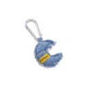 Porte clé unisexe demi lune en jeans