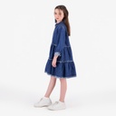 Robe chemise fille a volants en jeans