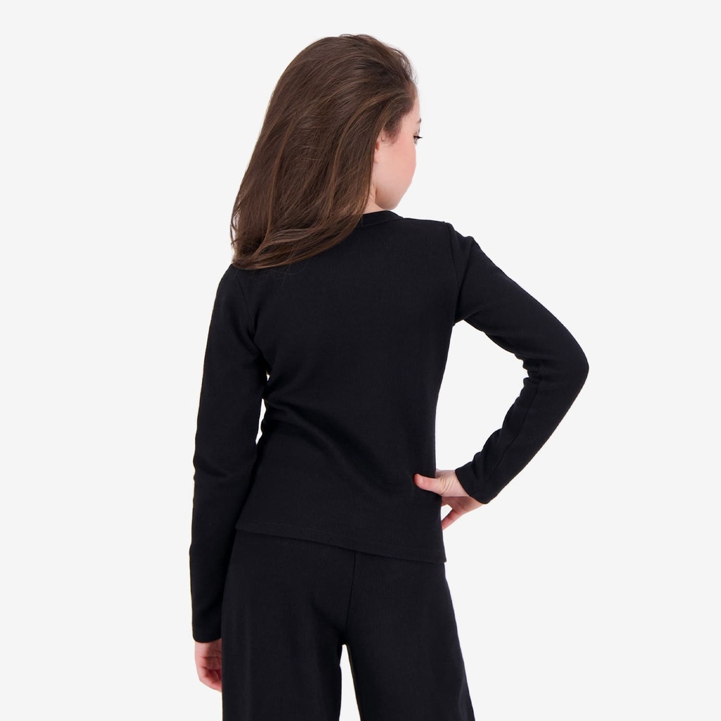 T-shirt côtelé fille manches longues  avec cut out lapin