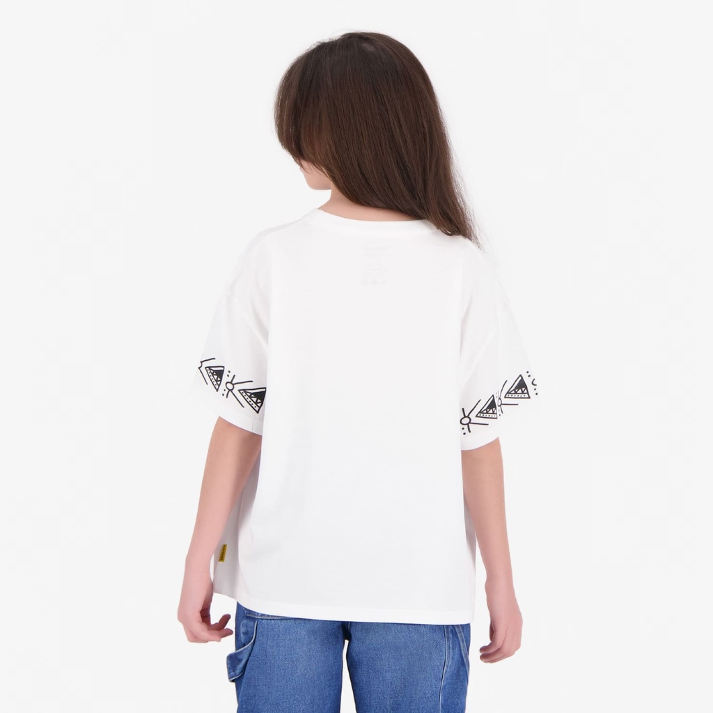 T-shirt oversized fille manches courtes avec des formes aux manches