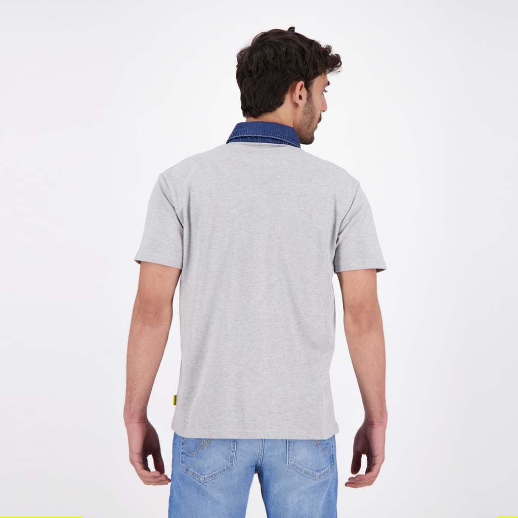 Polo homme manches courtes  avec col en denim