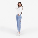 Ribcage femme avec passant croisée en jeans - RAYA 2.0