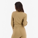 T-shirt côtelé femme manches longues avec patte boutonnage