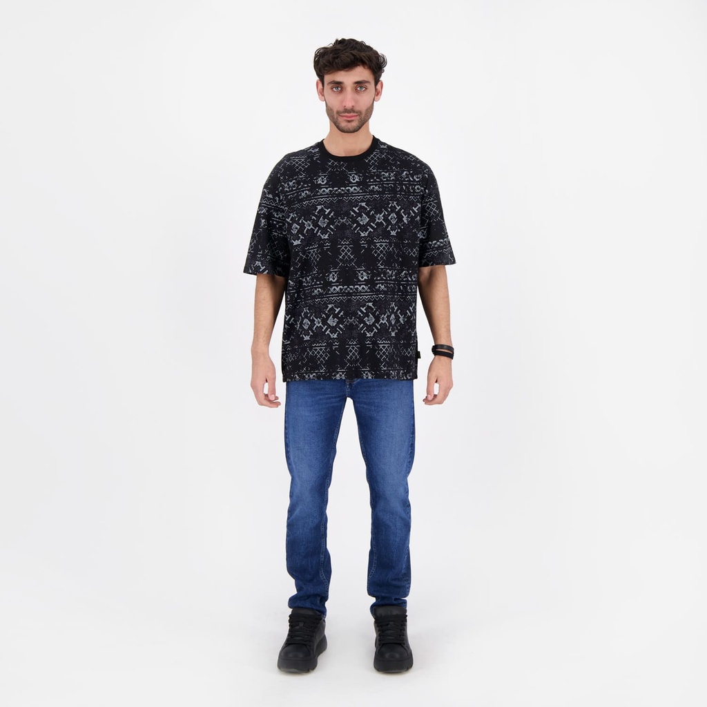 T-shirt oversized homme manches courtes imprimé all over