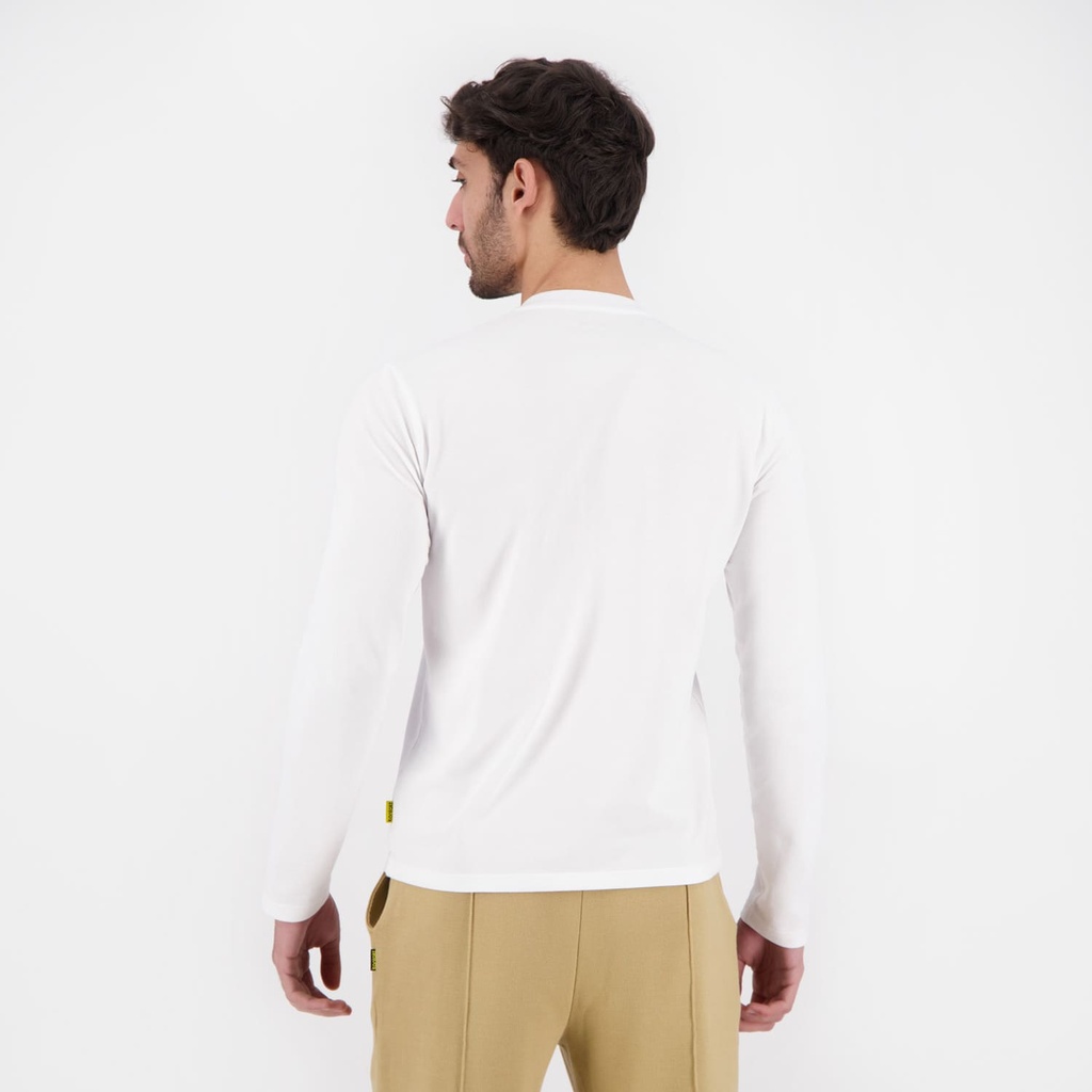 T-shirt homme manches longues col tunisien  et poche passepoilée