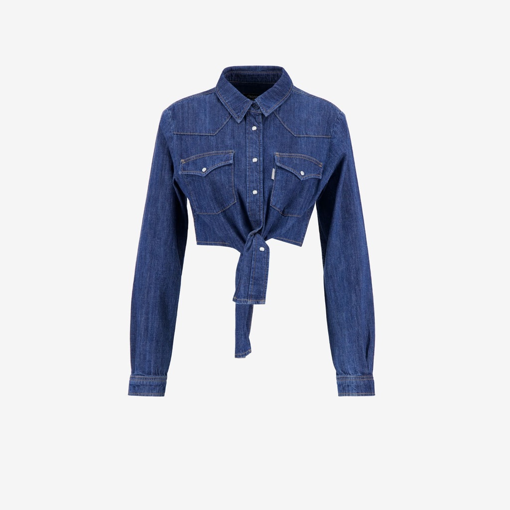 Chemise western cropped avec nœud