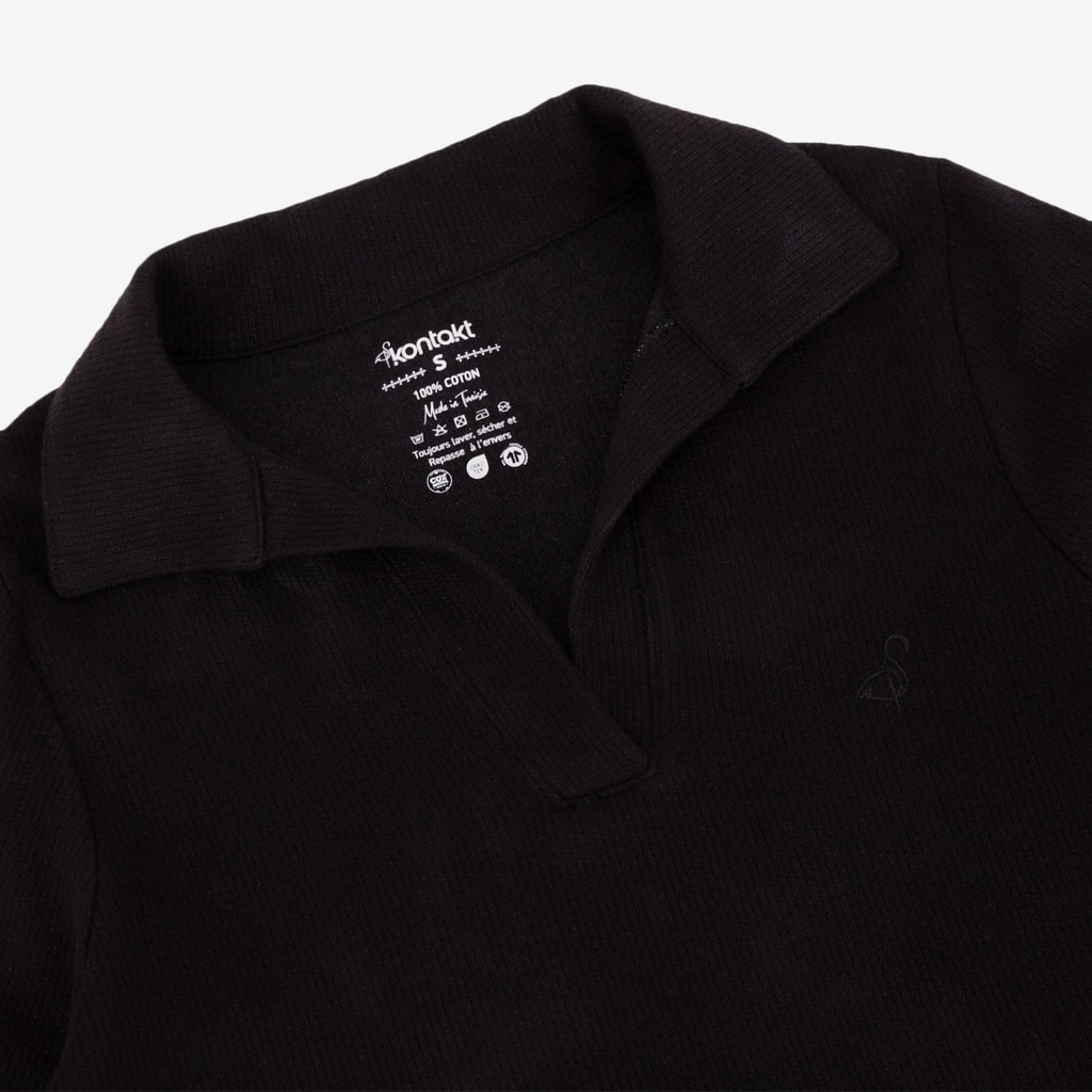 Polo côtelé femme manches longues