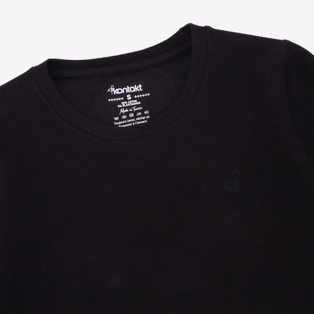 T-shirt côtelé femme manches longues