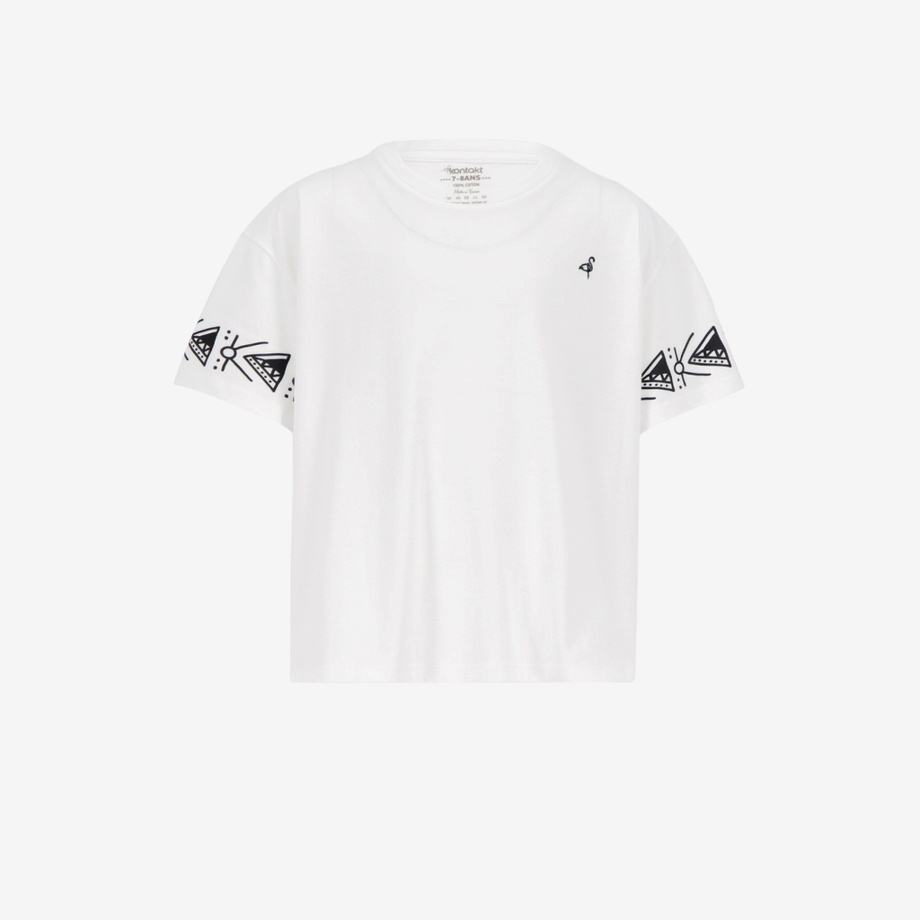 T-shirt oversized fille manches courtes avec des formes aux manches