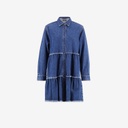 Robe chemise fille a volants en jeans