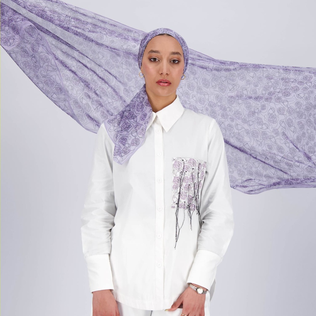 Chemise femme avec poche plaquée en chaine &amp; trame