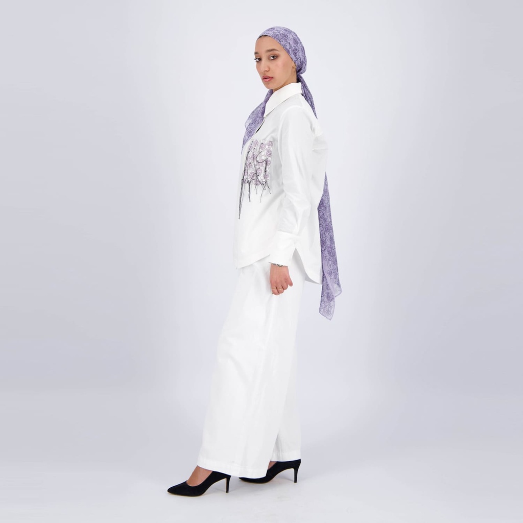 Chemise femme avec poche plaquée en chaine &amp; trame